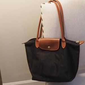 Small Le Pliage Nylon Shoulder Tote, Black